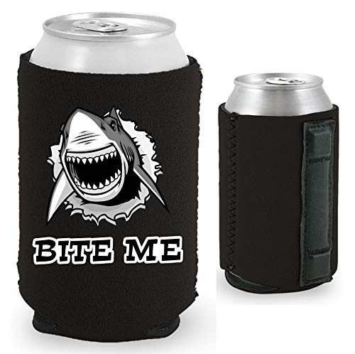 Bite Me Shark Magnetic Can Coolie (Black, 1)