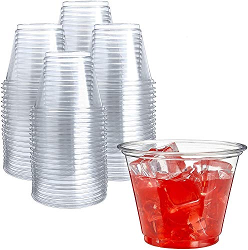 250 9 oz Clear Disposable Plastic Cups | PET Cups for Parties, Water, Wine | Bulk Clear Plastic Tumblers