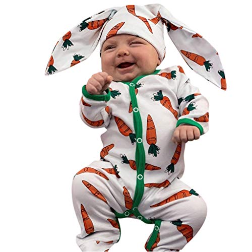 Yowein baby easter outfit,Onesie + Rabbit Ears Hat Unisex Kids Bunny Printed easter bunny costume my first easter baby boy outfit