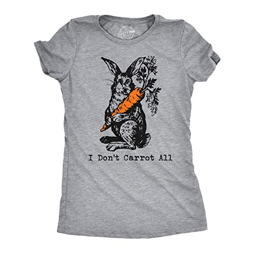 Womens I Dont Carrot All T Shirt Funny Easter Care Pun Bunny Graphic Novelty Tee Funny Womens T Shirts Easter T Shirt for Women Women's Novelty T Shirts Light Grey L