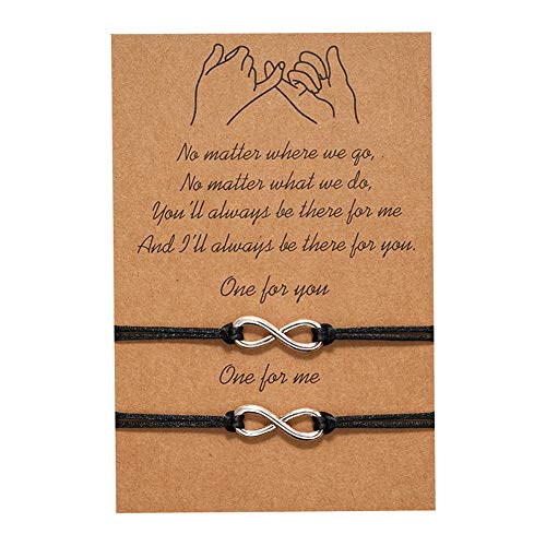 DORAFO Infinity Bracelets with Matching Card, Friend Bracelets for 2, Couple Long Distant Matching Bracelts, Pinky Promise Bracelets for His or Her Valentines Gifts