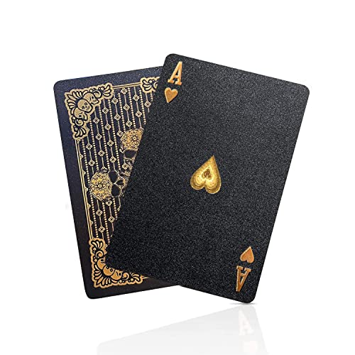 BIERDORF Diamond Waterproof Black Playing Cards, Poker Cards, HD, Deck of Cards (Sliver Skull)