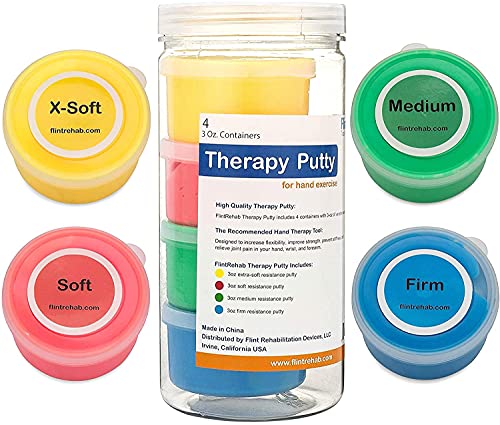 FlintRehab Premium Quality Therapy Putty (4 Pack, 3-oz Each) for Hand Exercise Rehab. Fidgeting, and Stress Relief…