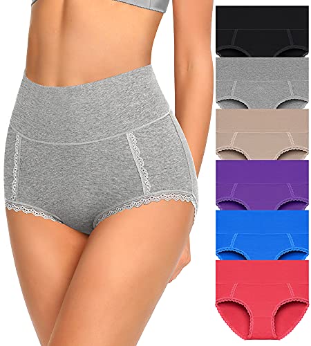 MISSWHO Womens Underwear Cotton High Waisted Postpartum Stretch Panties Soft Breathable Briefs For Ladies Size XX-Large