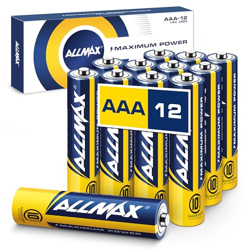 Allmax AAA Maximum Power Alkaline Triple A Batteries (12 Count) – Ultra Long-Lasting, 10-Year Shelf Life, Leakproof Design, Maximum Performance – 1.5V