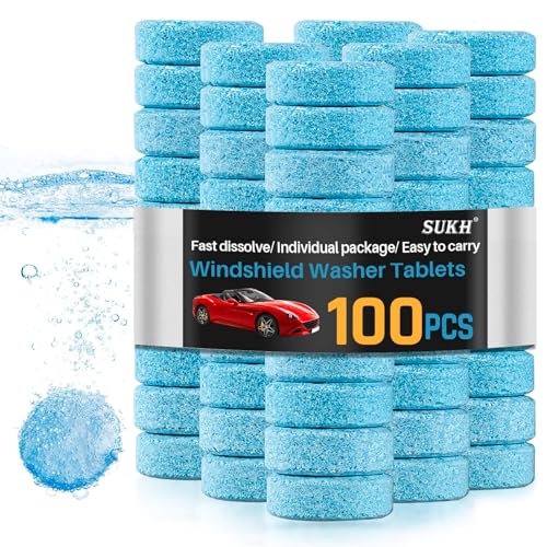 Sukh Car Windshield Washer Tablets - Washer Fluid Tablets Glass Cleaner Concentrate Car Windshield Wiper Fluid Car Windshield Cleaner Automotive Glass Cleaner