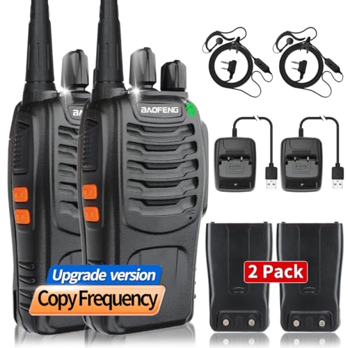 Baofeng Walkie Talkies Long Range Walkie Talkie for Adults with Earpiece Mic Rechargeable 2-Way Radios Copy Frequency Handheld Two-Way Radios Transceiver Walky Talky with USB Base Charger for Camping