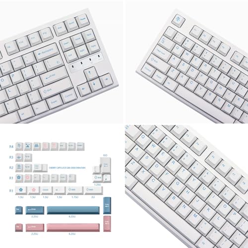 staol Keycaps, 142 Keys PBT Winter Theme Keycaps Cherry Profile Dye Sublimation White Key for Cherry Mx Mechanical Gaming Keyboard