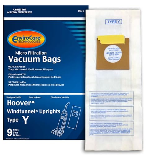 EnviroCare Replacement Micro Filtration Vacuum Cleaner Dust Bags Designed to fit Hoover Windtunnel Upright Type Y 9 pack