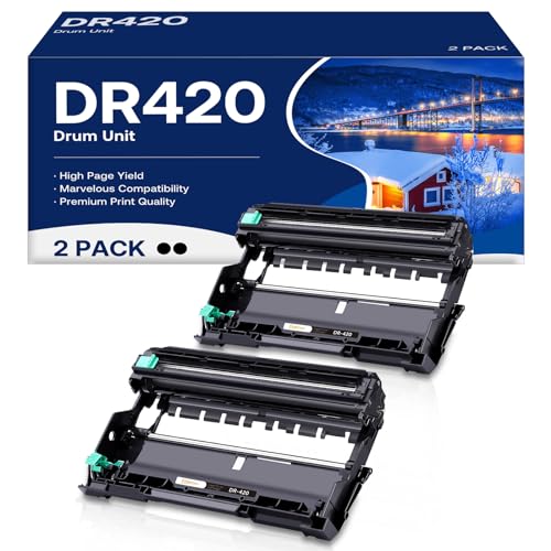 DR420 Drum Unit Compatible for Brother DR 420 DR-420 Work with HL-2240 HL-2270DW HL-2280DW HL-2230 MFC-7360N MFC-7860DW DCP-7065DN Intellifax 2840 2940 Printer (2 Pack, NOT Toner)