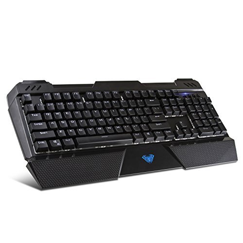 Beastron Mechanical Wired Gaming Keyboard with Blue Switches, Wrist Rest, Compatible with PC and Mac