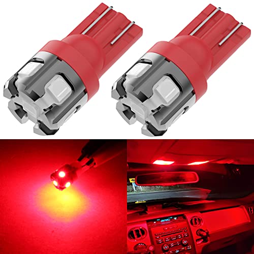PHINLION 194 LED Light Bulb Red Super Bright 168 2825 W5W T10 Wedge 6-SMD 3030 Chipsets LED Replacement Bulbs for Car Dome Map Parking Door Courtesy Side Marker License Plate Lights