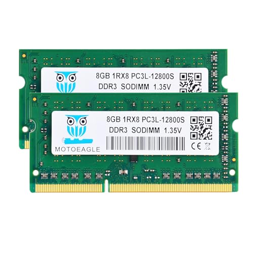 16GB 1RX8 PC3L-12800S RAM, 16GB Kit (2x8GB) DDR3L-1600 SODIMM PC3L-12800 DDR3 1600Mhz 1Rx8 1.35V Dual Rank RAM for Laptop 204 PIN CL11