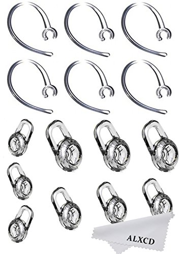 ALXCD Earbud Gel & Ear Hook for Plantronics, ALXCD 9 Pcs (Small/Medium/Large) Clear Replacement Eargel & 6 Pcs Clear Ear Hook, Fit for Plantronics M155 M165 M1100 M100 M55 M28 M25 Voyager Edge (6+9)