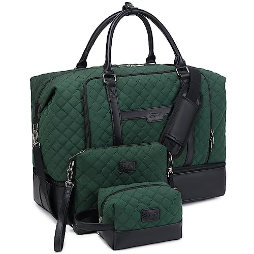 Weekender Bags for Women Overnight Bag with Shoe Compartment and Toiletry Bags Large Travel Duffel Bag Carry On Shoulder Tote with Trolley Sleeve 21' for Weekend Traveling Business Trip, Gym