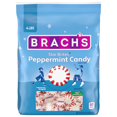 Brach's Star Brites Peppermint Candy, Individually Wrapped Candy, Mega Pack, 4 Pound Bulk Bag (360 Pieces)