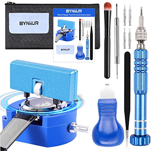 BYNIIUR Watch Battery Replacement Tool Kit, Watch Repair Kit, Watch Repair Tools & Kits, Watch Kit Tools Watch Repair Tools, Watch Back Case Remover, Watch Opener Tool Kit Watch Back Removal Tool