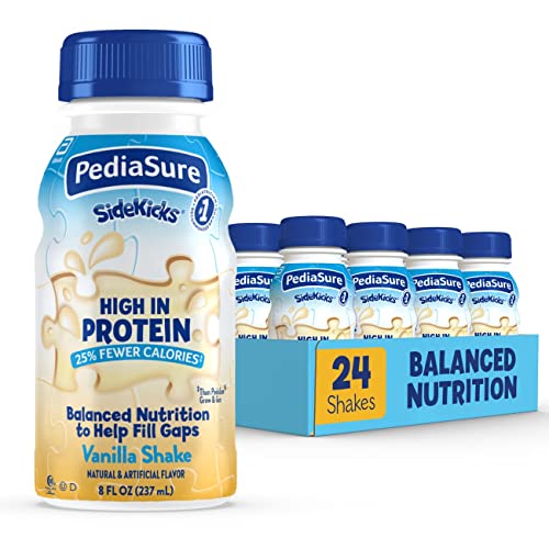 PediaSure SideKicks, 24 Shakes, Kids Protein Shake, With Key Nutrients and Protein to Help Kids Catch Up on Growth and Help Fill Nutrient Gaps, Vanilla, 8 fl oz