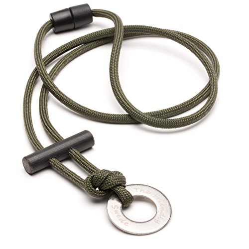 The Friendly Swede Paracord Fire Starter Survival Necklace - Ferro Rod Flint and Steel Necklace (Army Green)