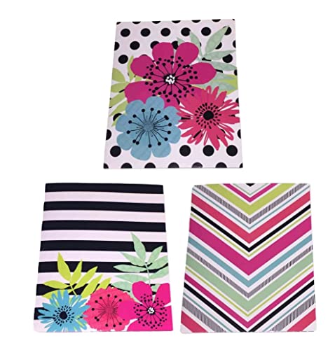 Carolina Pad Studio C 3 Folder Set ~ Sugarland (Jumbo Flower Heads on Polka Dots, Flower Collage on Black Stripes, Chevron Forward)