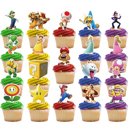 38 Decorations for Mariios Cupcake Toppers Set Birthday Cake Party Supplies Decor