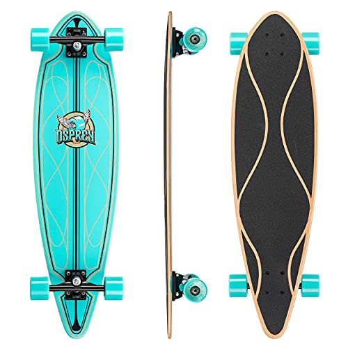 Osprey Cruiser Longboard, 36inch Complete Skateboard, 7-PLY Canadian Maple Deck, For Kids Adults and Beginners Helix, Multiple Colours