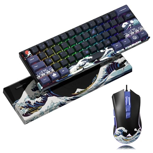 HITIME XVX 60% Gaming Keyboard, RGB Wireless Mechanical Keyboard + XVX Wired Gaming Mouse, 12000 DPI RGB Gaming Mouse with 12 Backlit Modes & 7 Macro Buttons