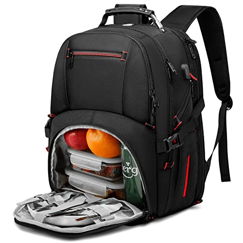 Lunch Backpack for Men, 17.3 Inch Insulated Cooler Backpack Lunch Box Backpack with USB Charging Port, Extra Large Daypack College Laptop Backpack, Water Resistant Computer Work Backpack for Travel