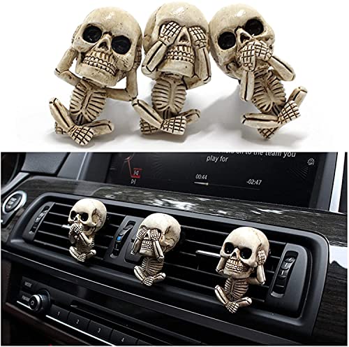 Car Accessories Interior for Halloween Skull Decor Car Air Freshener Vent Clip, Truck Car Stuff for Men Women Teens Jeep, Cute Goth Skeleton Car Scents Decorations, Funny Dad Gifts from Daughter Son