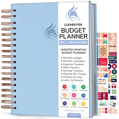 Clever Fox Budget Planner & Monthly Bill Organizer With Pockets. Expense Tracker, Budgeting Journal & Financial Book. Large, 8x9.5' (Lavender)