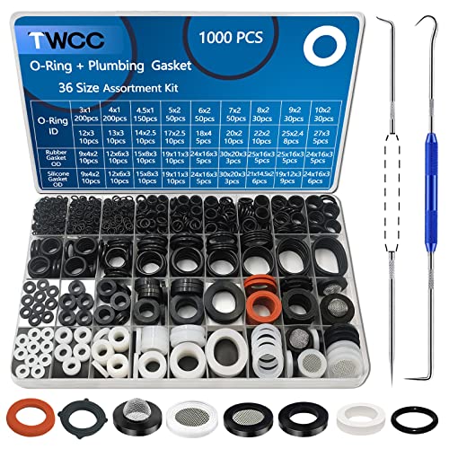 ZDBB 1000 Pcs 18 Size O Ring Kit+18 Size Rubber Washers Assortment Kit for Plumbing Faucet Water Pipe Garden Hose Washers Shower Heads Gasket Repair and Air or Gas Connections