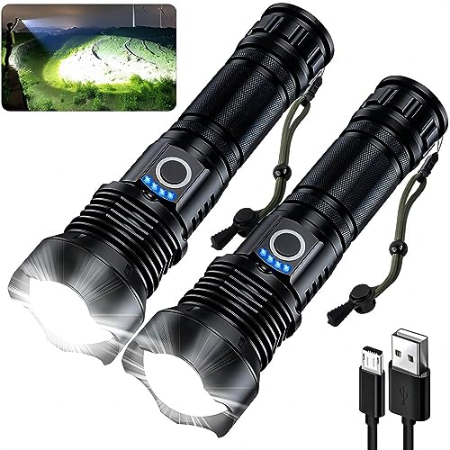 MILAOSHU Rechargeable Flashlights 990,000 High Lumens - 2 Pack, Super Bright 12 Hours Long Life LED Flashlight with 5 Modes, High Powered Flash Light for Home, Outdoor