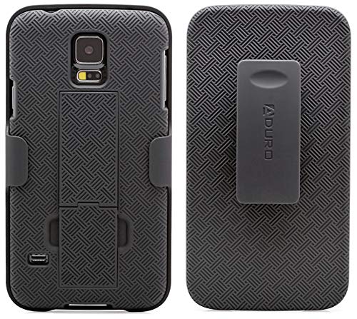 Aduro Galaxy S5 Case, Combo Shell & Holster Case Super Slim Shell Case w/Built-in Kickstand + Swivel Belt Clip Holster for Samsung Galaxy S5