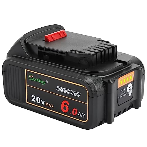 waitley 20V 6.0A Replacement Battery Compatible with Dewalt DCB200 DCD DCF DCG Series Cordless Power Tools