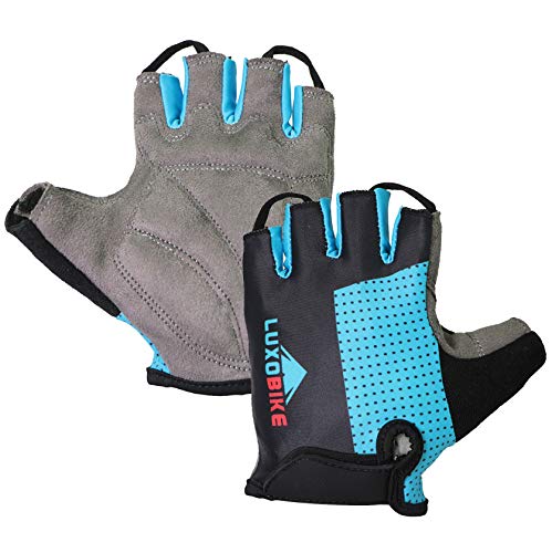 LuxoBike Cycling Gloves Bicycle Gloves Bicycling Gloves Mountain Bike Gloves – Anti Slip Shock Absorbing Padded Breathable Half Finger Short Sports Gloves Accessories for Men/Women