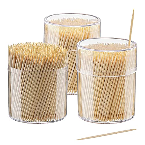 Comfy Package [1500 Count Bamboo Toothpicks Wood, Round Double-Pointed Tooth Picks Wooden - Toothpicks for Appetizers, Fruits and Teeth Cleaning