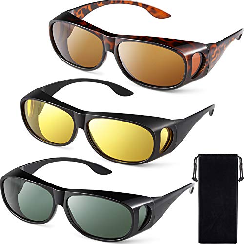 3 Pairs Fit Over Sunglasses for Men Women Polarized Lens Wrap Over Glasses Sunglasses Sport Oversized Eyeglasses for Driving