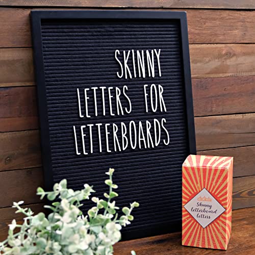 Skinny Letterboard Letters Only Set NO BOARD INCLUDED, Rae Dunn Inspired Font Farmhouse Decor Accessory, 2 Inch White Plastic Letters Numbers Symbols For Changeable Felt Letter Board Message Bulletin