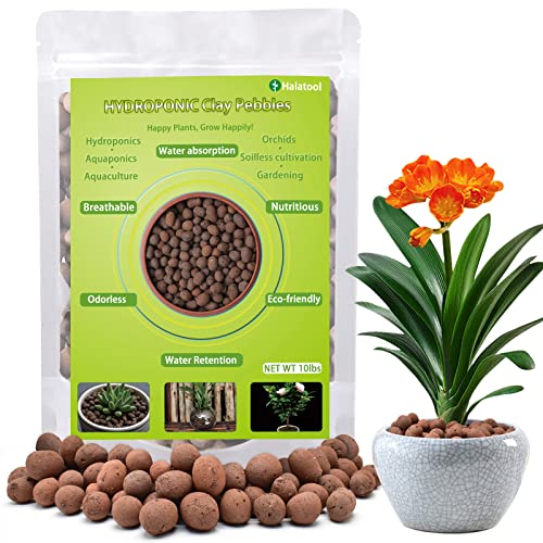 Halatool 10 LB Leca Clay Pebbles for Plants 4mm-16mm Clay Balls 100% Natural Hydroton Leca Balls for Indoor Plants Hydroponic Growing Gardening Orchids Drainage Decoration Aquaponics