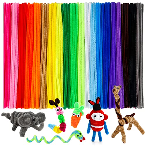 Caydo 200 PCS Thick Pipe Cleaners Craft Supplies Multi-Color Chenille Stems for Art and Craft Projects Creative DIY Decorations (12inch x 6mm)