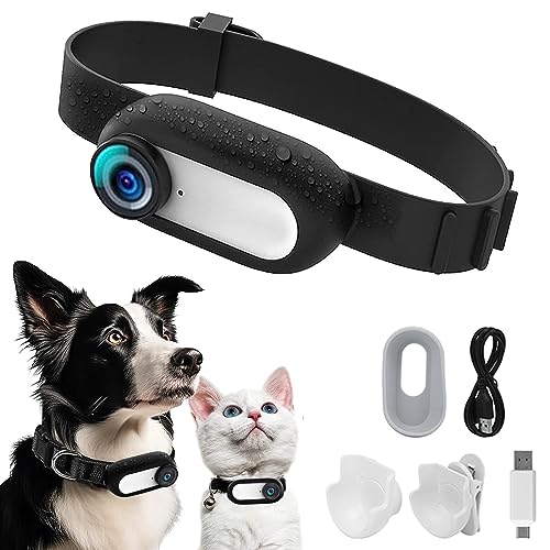 HD 1080P Dog Tracker Collar,No WiFi Needed Cat Collars Camera Sport/Action Camera with Video Records,Mini Body Cam Indoor/Outdoor Wireless Collar Pet Supplies/Stuff Designed for Dogs Birthday Gift