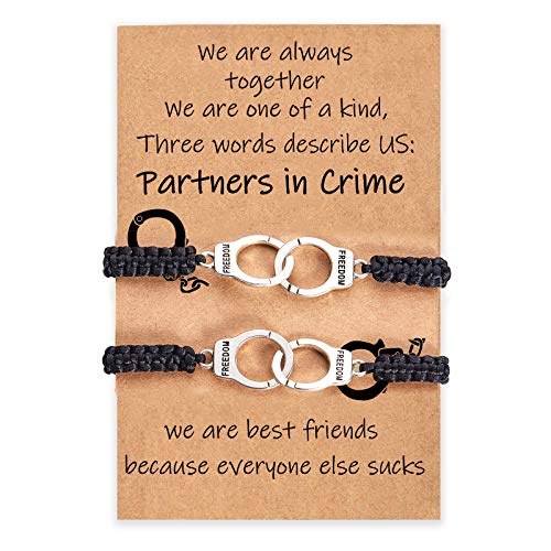 Best Friend Bracelets for 2 Partners in Crime Birthday Gifts for Best Friend Handcuff Matching Friendship BFF Bracelets for 2