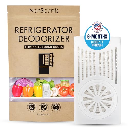 NonScents Refrigerator Deodorizer - Odor Eliminator for Fridge & Freezer - Outshines Baking Soda - Unscented, Long-Lasting, & Safe - Freshen Your Refrigerator & Freezer