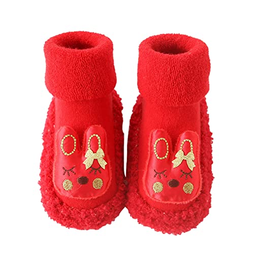 Bblulu Newborn Fleece Slippers Soft Sole Ankle Boooties Non-slip Sole Booties Stay on Slipper Newborn House Slipper Infant Crib