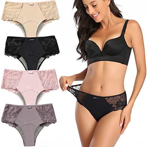 Intiflower Period Underwear for Women, Leakproof Period Panties, Lace Menstrual Underwear Breathable & Soft