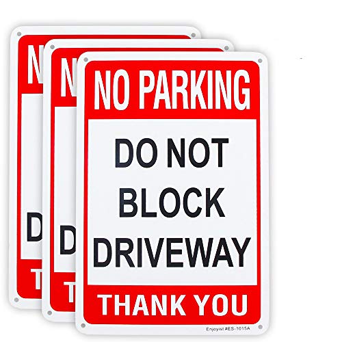 3 Pack No Parking Do Not Block Driveway Sign 10'x 7' .04' Aluminum Reflective Sign Rust Free Aluminum-UV Protected and Weatherproof