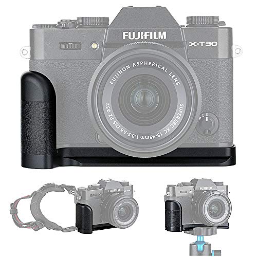 Metal Hand Grip L Bracket for Fuji Fujifilm X-T30 II X-T30 X-T20 X-T10 Anti-Slip Holder, w/Battery Memory Card Compartment Opening & Speaker Hole, Replaces MHG-XT10