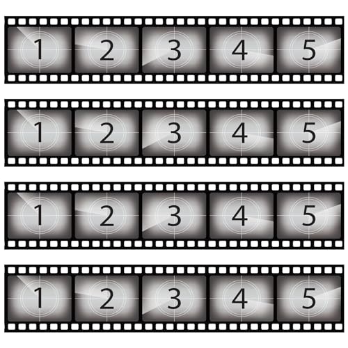 Whaline 70Pcs Movie Night Bulletin Board Borders Movie Reel Tape Self-Adhesive Border Sticker Filmstrip Countdown Number Border Trim Decal for School Classroom Office Party Decor