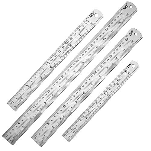 ZZTX Ruler Metal Straight Edge Ruler Stainless Steel Ruler 6 Inch 8 Inch 12 Inch 16 Inch Ruler Set Rulers Bulk Set of 4