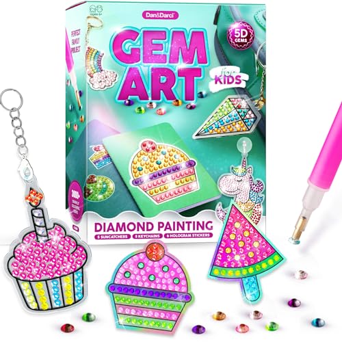 Dan&Darci Diamond Art Kit for Kids - Gem Painting Arts & Crafts Kits for Ages 6-12, Gifts for 6, 7, 8, 9, 10, 11, 12 Year Old Boy & Girl - Girls Birthday Toys Gift Ideas - Craft Activities Age 6+